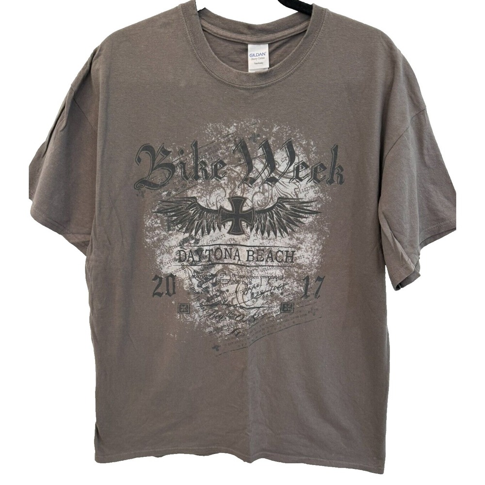 Men's XL Daytona Beach Bike Week 2017 T Shirt Grey Gildan 100%‎ Cotton